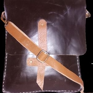 Genuine leather handmade men crossbody bag